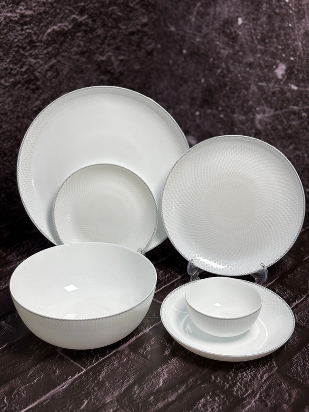 سرویس غذا خوری ۶ نفره ۲۶ پارچه آرکوپال طوسی سفید
